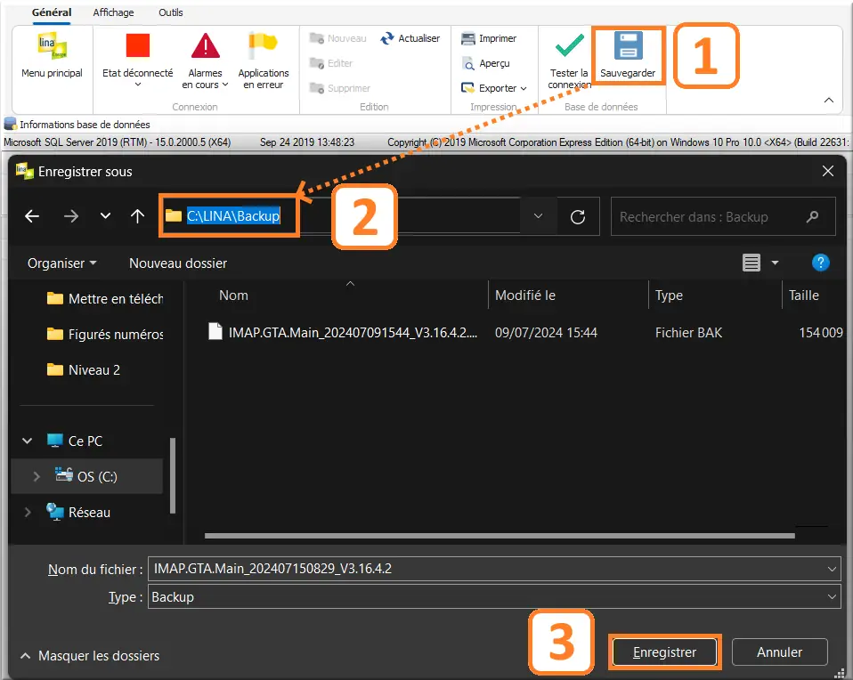Sauvegarde fichier backup BDD